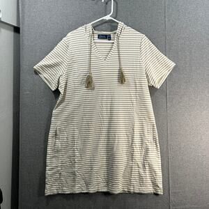 Denim & Co. Beach French Terry Hooded Cover-Up with Pockets Taupe, Large